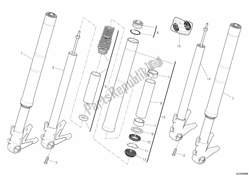 All parts for the Front Fork of the Ducati Monster 795 EU Thailand 2012